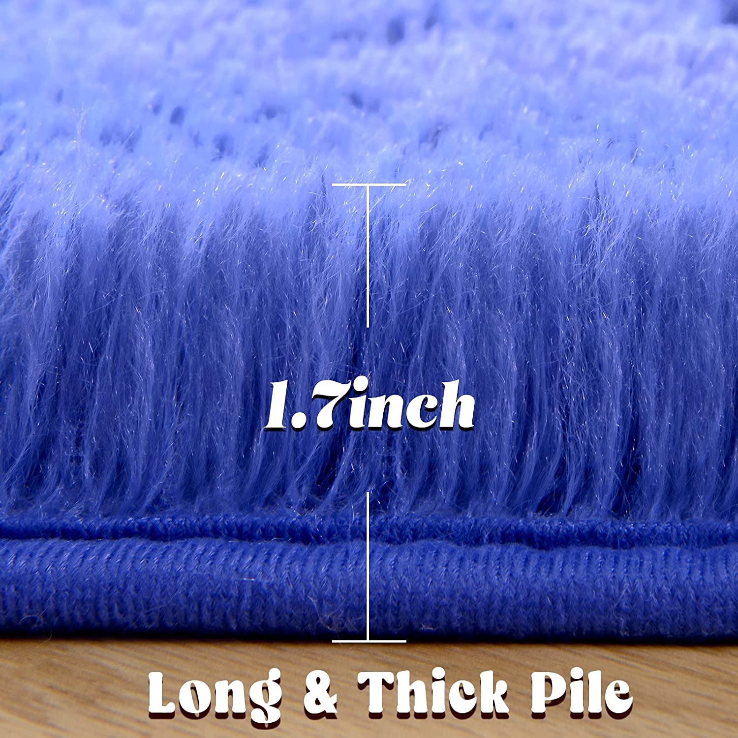 Rug 4X4 Feet, Light Navy, Fluffy Soft Area Rugs for Kids Girls Room Princess Castle Plush Shaggy Carpet, Circular Home Decor